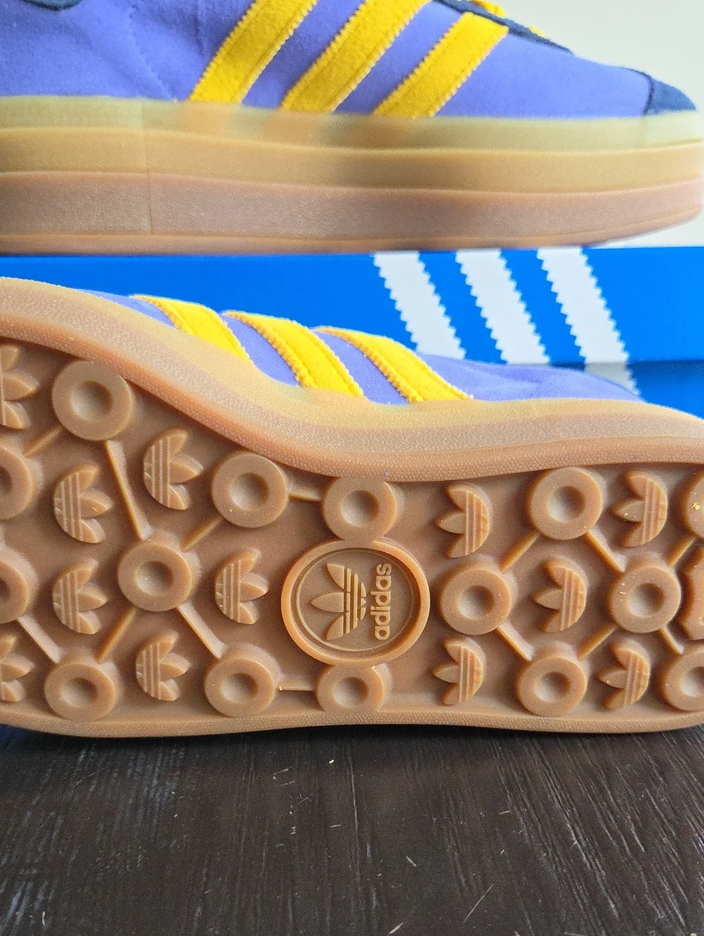 NWT Adidas Women's Gazelle Bold 'Night Indigo - Yellow' Shoes IH4211